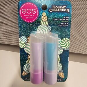 NEW EOS Holiday Collection Iced Gingerbread Milk & Cookies Lip Balm 2-Pack
